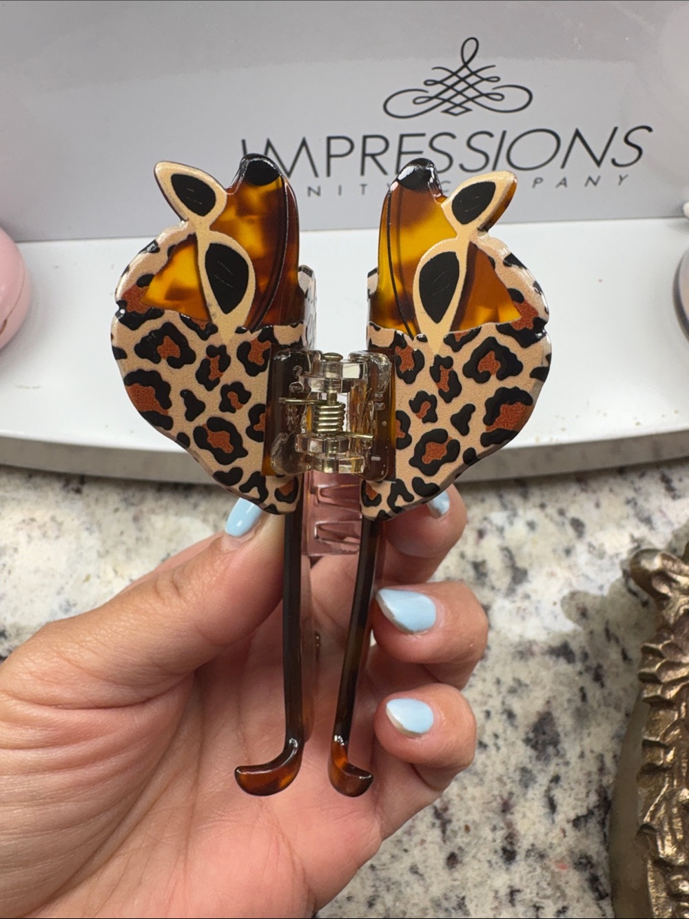 Stylish Tortoiseshell Dachshund Pet Hair Clip - Brown Leopard Accent - Picture 5 of 6
